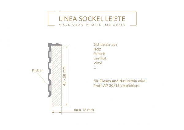 MB 60/15 - bündige Holzleisten, Massiv- & Trockenbau 2,4m – Bild 6