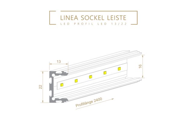 LED 13/22 - putzbündiges LED Profil, 2,4m